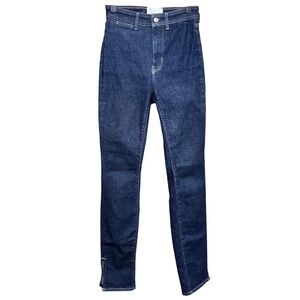 Everlane The Way High Skinny Split Hem Organic Cotton Blue Jeans Dark Wash Sz 26